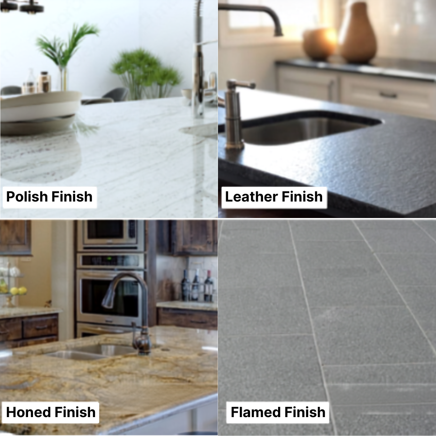 Polished natural stone flooring in a modern interior